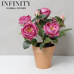 Simulated Fake Rose Potted Plant with Red Clay Flower Pot, French Pastoral Style, Nordic Christmas Decoration, Home Furnishings