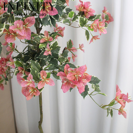 Simulated Bougainvillea Tree with Floating Branches, Potted Plant, 3D Printed Home Decoration Ornament, Natural and Simple French-Korean Style