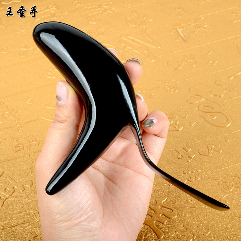 Natural large triangular bird horn acupoint stick massager scraping plate foot lymphatic detoxification meridian universal