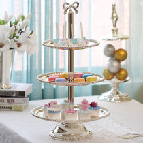  3-layer cake rack European style fashion creative high-end metal cake tray Wrought iron dessert tray Wedding dessert decoration