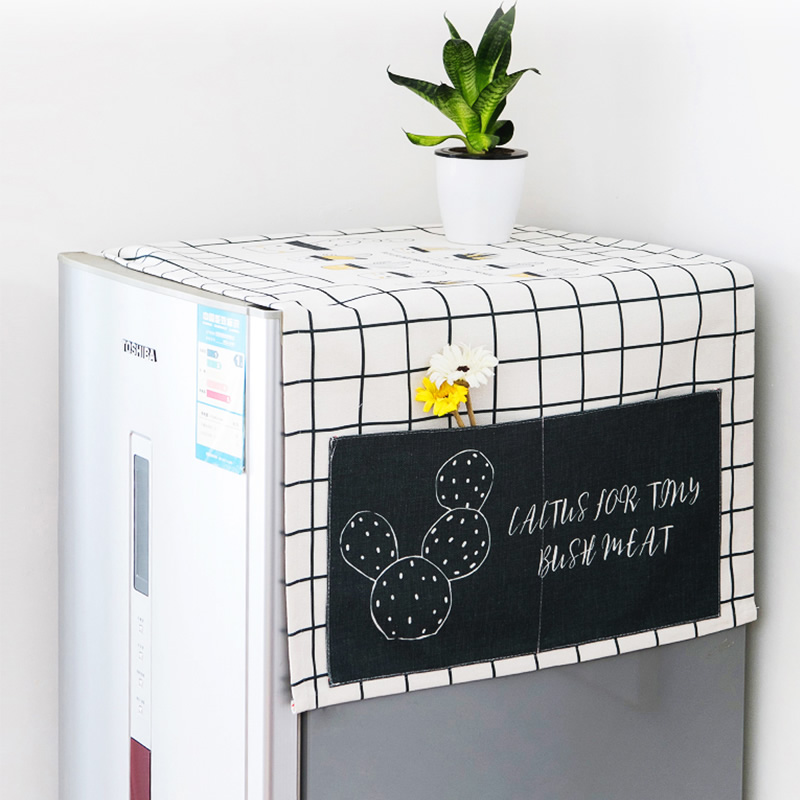 Cotton and linen refrigerator cover cloth Nordic washing machine cover cloth Waterproof cover cloth Household dust cloth Modern simple cover cloth cover