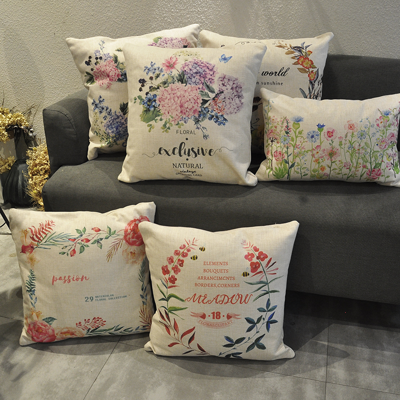 Simple and modern linen fabric pillow sofa cushion lumbar office chair lumbar cushion car seat backrest