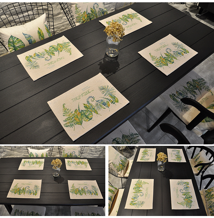 Bắc âu gió cotton linen nghệ thuật placemat bảng vải vải khăn ăn bowl coaster tấm pad cách nhiệt bộ đồ ăn chống nóng mat mẫu khăn trải bàn