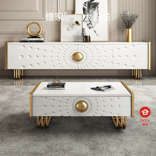 德家 Итальянский легкий роскошный телевизионный шкаф Комбинированный столик для кофейного стола Современная вилла гостиная