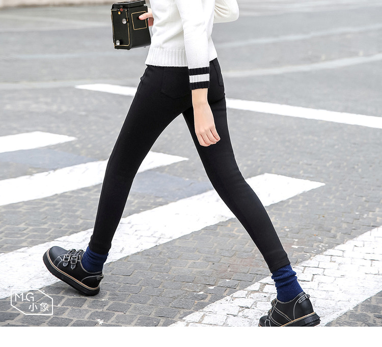 Quần legging MG màu đen cộng với chân nhung nữ mặc 2018 mùa thu mới quần âu dày quần mỏng quần baggy kaki nữ