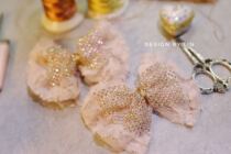 Wide 10cm Han pink yarn flower fabric diy butterfly knot handmade lace material 100 cm lace lace