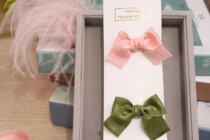French Double-Sided Pearl Pink green ribbon 2cm wide Advanced handmade ribbon bow