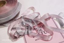 Imported 15mm wide shiny crystal Ribbon Pink silver gift box balloon ribbon gift ribbon material bag