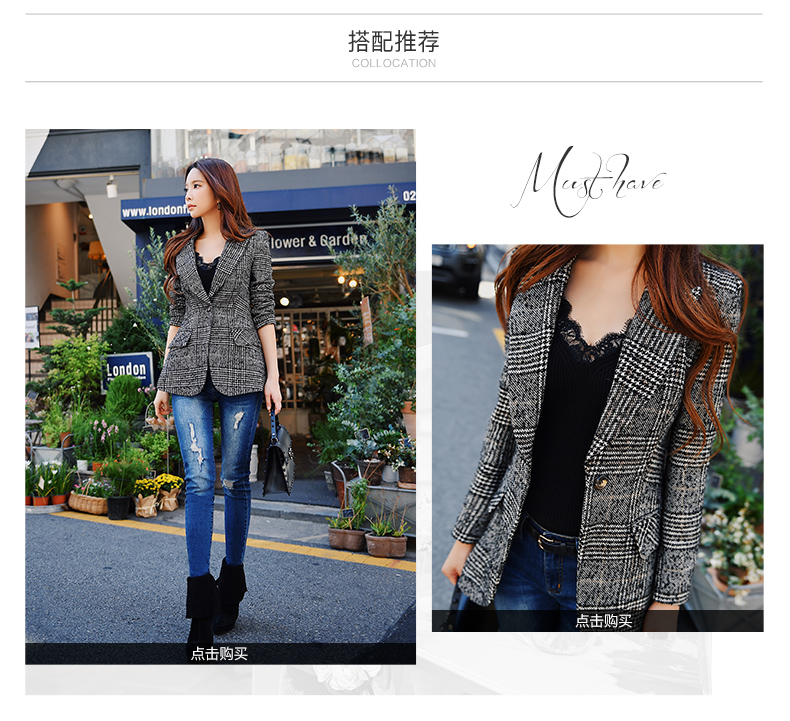 Búp bê lớn màu hồng thu đông 2018 mới đẹp trai retro Slim eo phù hợp với cổ áo kẻ sọc đen trắng nữ áo dạ nữ dáng lỡ