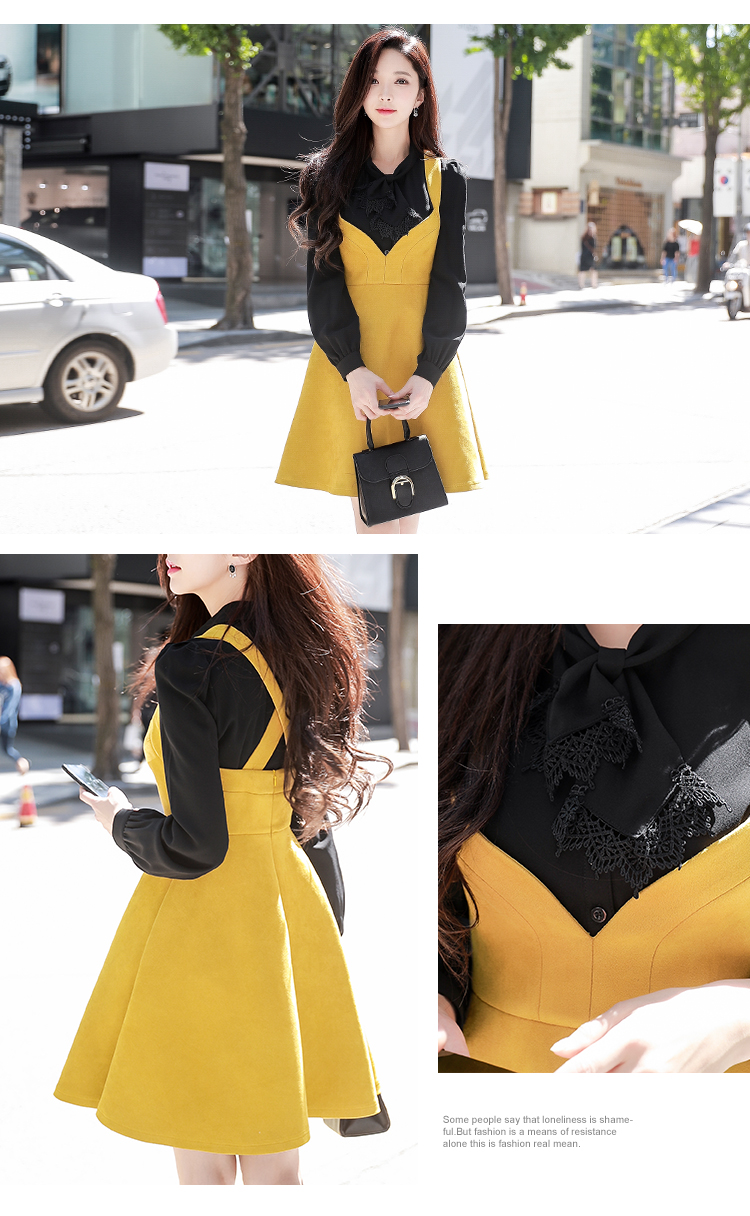 Búp bê lớn màu hồng mùa thu mới của phụ nữ thời trang retro khí eo Một hình đu lớn eo cao vest váy váy liền thân chữ a