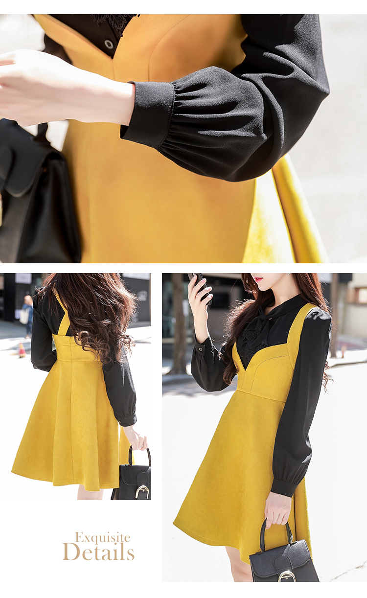 Búp bê lớn màu hồng mùa thu mới của phụ nữ thời trang retro khí eo Một hình đu lớn eo cao vest váy váy liền thân chữ a