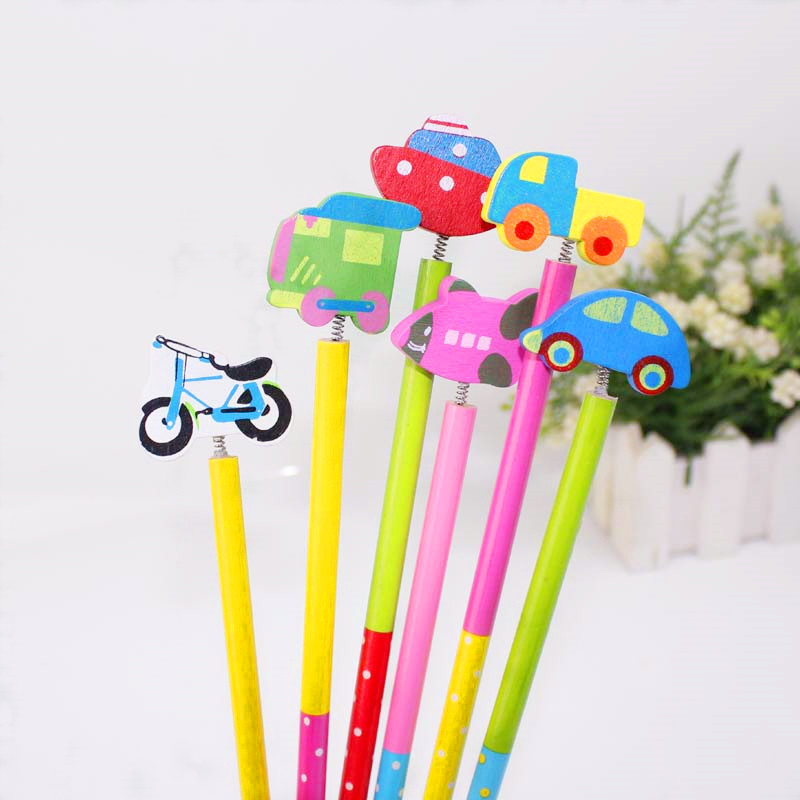 Wooden Cartoon Head Pencil Creative Stationery Cute Study Supplies Elementary School Students Prizes Gift Gift Wholesale