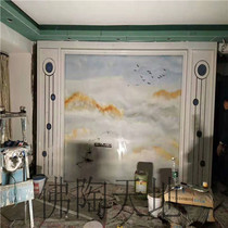 Microcrystalline stone TV background wall tiles living room jazz white inlaid metal marble wainscot frame decoration