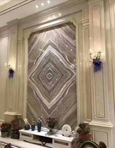 Customized European-style TV background wall living room full-body granite marble artificial stone villa duplex Roman columns