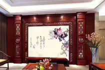 TV background wall marble Roman column background wall frame living room full-body granite Roman column burgundy