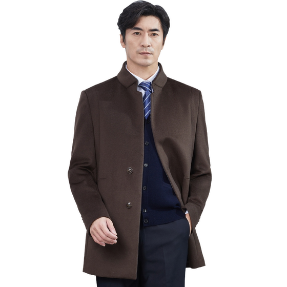 
Hongdu winter new wool coat for men's mid-length thickened casual stand collar fashion daddy suit men's blazer