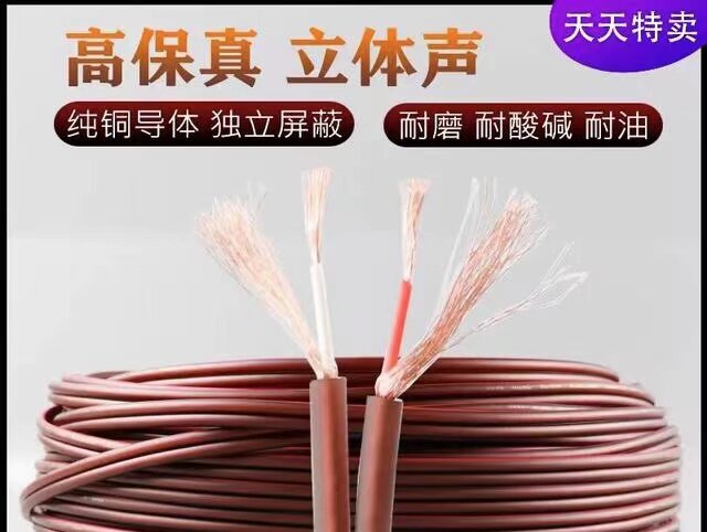 Audio Wire Pure Copper Core 2RCA Red White Lotus Audio-visual Line Stereo Shield AV Wire Speaker Audio Wire Double Row