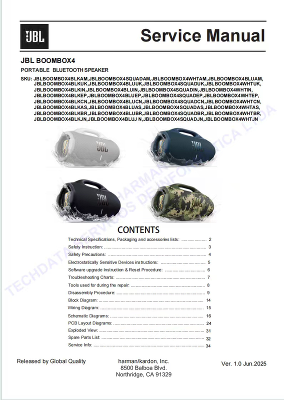 Jbl Boombox 4 Music Warrior 4 Speaker Fourth Generation Repair Manual Bluetooth Speaker Circuit Diagram Jbl Boombox 4 Music Warrior 4 Speaker Fourth Generation Repair Manual Bluetooth Speaker Circuit Diagram