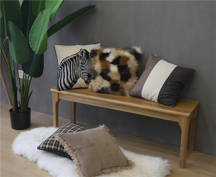 mô hình phòng Mỹ thêu đệm bao gối ngựa vằn gối nhỏ gọn Bắc Âu Houndstooth dày vỏ gối - Trở lại đệm / Bolsters gối mền 2 trong 1