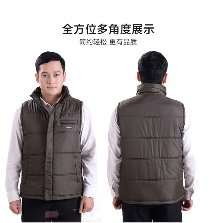 Áo vest nam trung niên cotton không tay vest nam trung niên dày áo ấm đứng cổ áo vest mùa thu và mùa đông cha quần áo cotton áo khoác giả vest nam hàn quốc