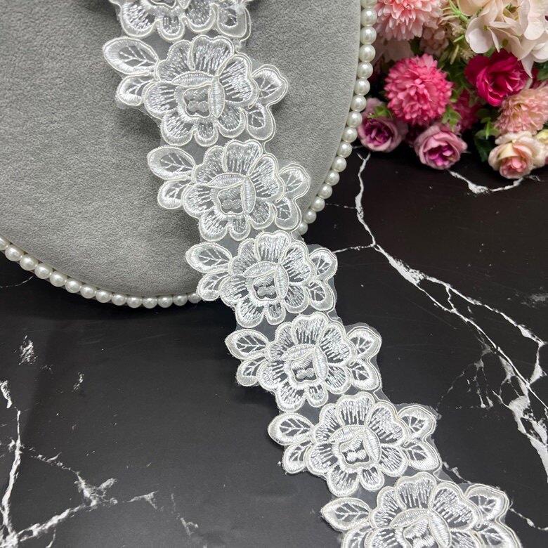 Width 8c m European high-end car bone Ogan yarn embroidery lace lace lace decoration lace accessory