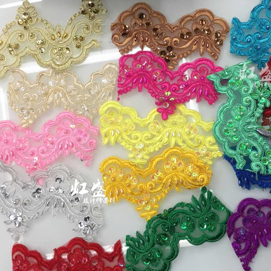 Gown hard lace gold and silver colorful children walking show handmade nail beads sequin car bones lace wedding dresses accessories