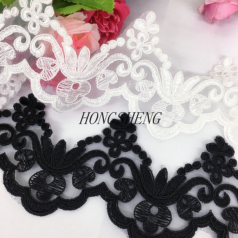 Eurostyle high-end pure white bleached ben white black carbone Eugen yarn embroidered lace lace bridal bouquet lace