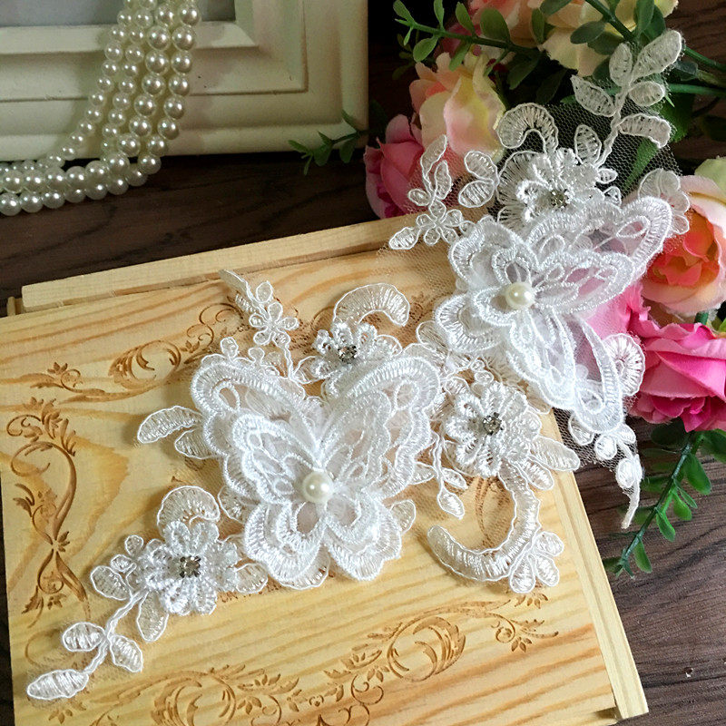 Car bone lace flower cloth diy manual cloth of butterfly wedding dress embroidery and decoration flower lace clothing accessories