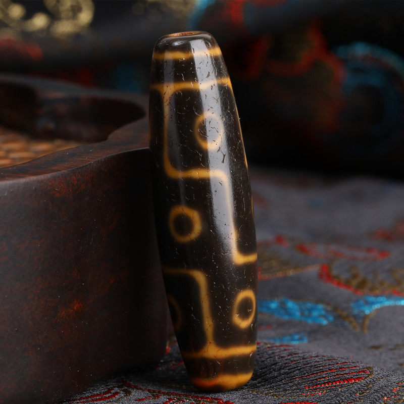 To Pure Old Material Jade Medullary Tibetan True Tooth Yellow Nine Eyes Celestial Beads Necklace Pendant Lock Bone Chain Accessories for Men and Women