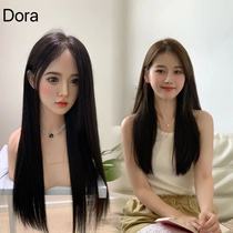 DORA middle-parted human hair wig for women with long straight hair full real hair diagonally parted high cranium fluffy natural hand-knitted hand-knitted wig