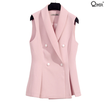 Small fragrance double-breasted pink vest women 2021 spring and autumn new slim professional sleeveless jacket lady