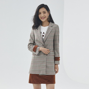 Kèn kèn 2020 mới mùa thu Ladies Suit áo dài sọc ca rô Jacket Anh Tide 83.259