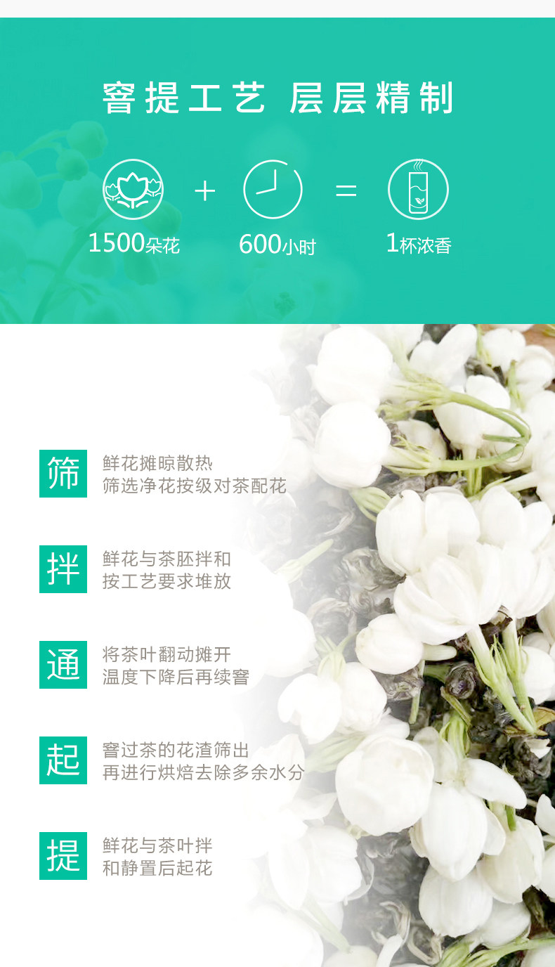 卢正浩 浓香型茉莉花茶 毛尖+横县茉莉香芽 200g 图4