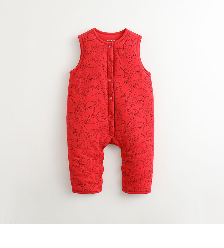 Marcjanie Mark Jenny mùa đông mới cho bé jumpsuit không tay nam và nữ kho báu cotton liner 81051 bộ đồ liền quần hình thú bé trai