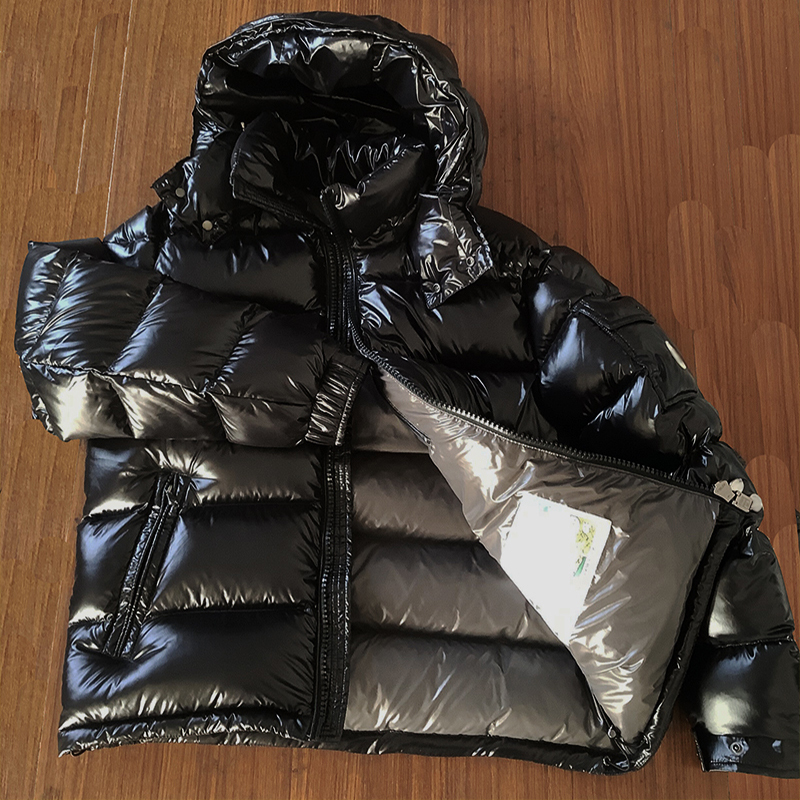 Mengkouxu Men's Short down Jacket Trendy Maya Thick Winter Coat with Detachable Hood Maya White Goose down Matte Black
