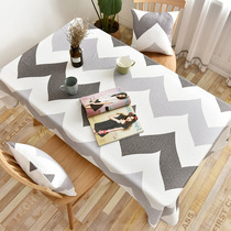 Net red ins Wind Nordic tablecloth fabric cotton linen hipster rectangular anti-hot disposable coffee table table tablecloth