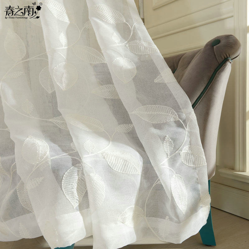 Spring South window screen curtain embroidered cotton Leprosy Living room Bedroom American Country finished product custom embroidered yarn vines