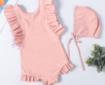 Sanya childrens swimsuit pink one-piece swimsuit girl cute conservative dress girl 1-9 year old swimsuit