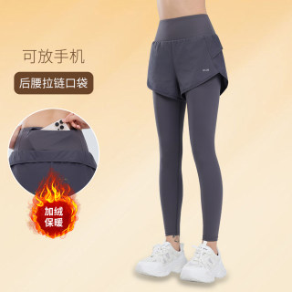 Fleece sports running fitness pants fake two pieces autumn and winter
