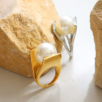 Y-shaped imitation pearl italian designer unique titanium steel