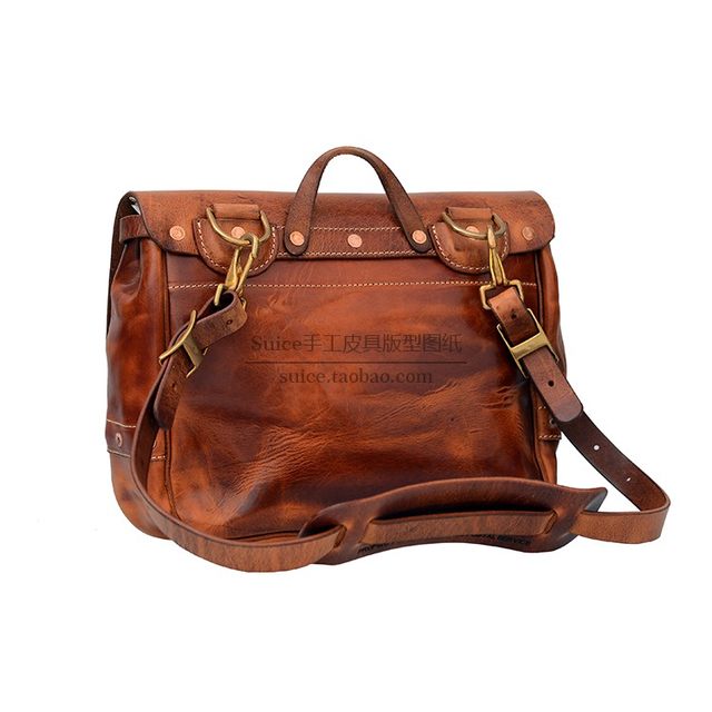 Men's Leather Bag Drawings, Pattern Handmade Leather Art DIY Pattern Drawings, Large Leather Bag Postman Bag Drawings Cf-19