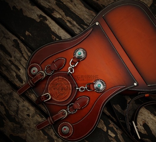 Handmade Leather Goods DIY Harley Motorcycle Bag Leather Pattern Drawings Leather Pattern Making