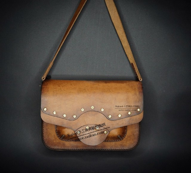 Handmade Leather Goods Pattern Drawings DIY Punk Shoulder Bag Pattern Harley Motorcycle Bag Leather Goods Pattern Drawings