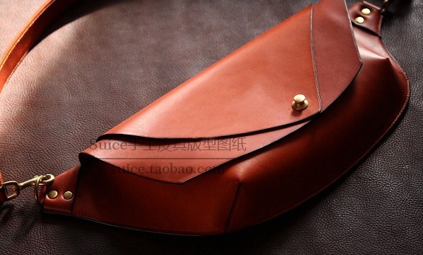 Handmade Leather Drawings DIY Men's Waist Bag Chest Bag Drawings Version Casual Backpack Leather Goods Pattern Bf99