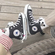 Giày converse giày nữ Giày vải 2019 mới toàn màu đen sao cao giúp giày thể thao cổ điển 101010 - Plimsolls