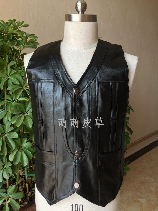 Mùa thu và mùa đông lông một áo len nam trung và già da vest ấm áp vai dày áo vest cotton áo khoác giả vest nam hàn quốc