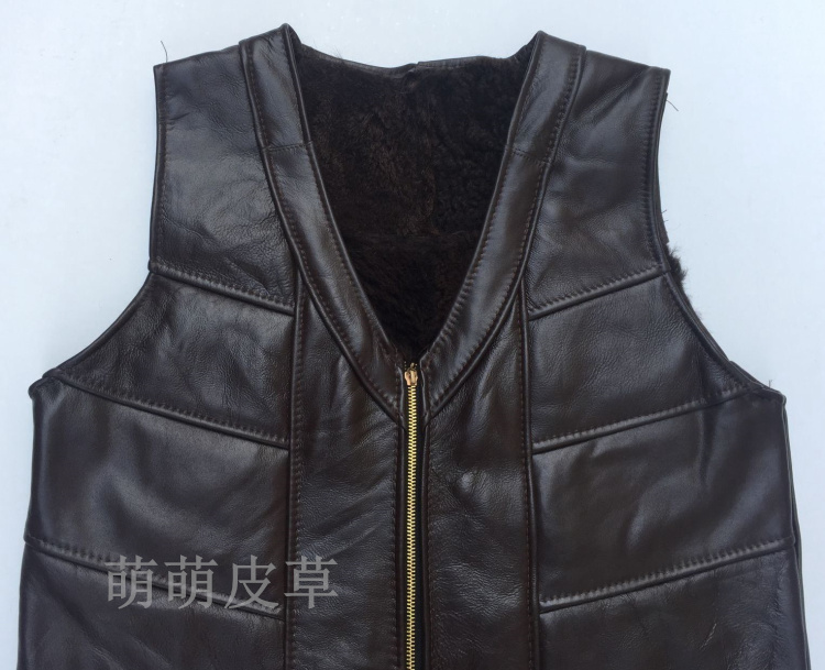 Fur một chiếc áo len nam mùa thu và mùa đông áo khoác da bằng da cừu vai vest giản dị dày ấm cũ áo bông áo ghi lê nam