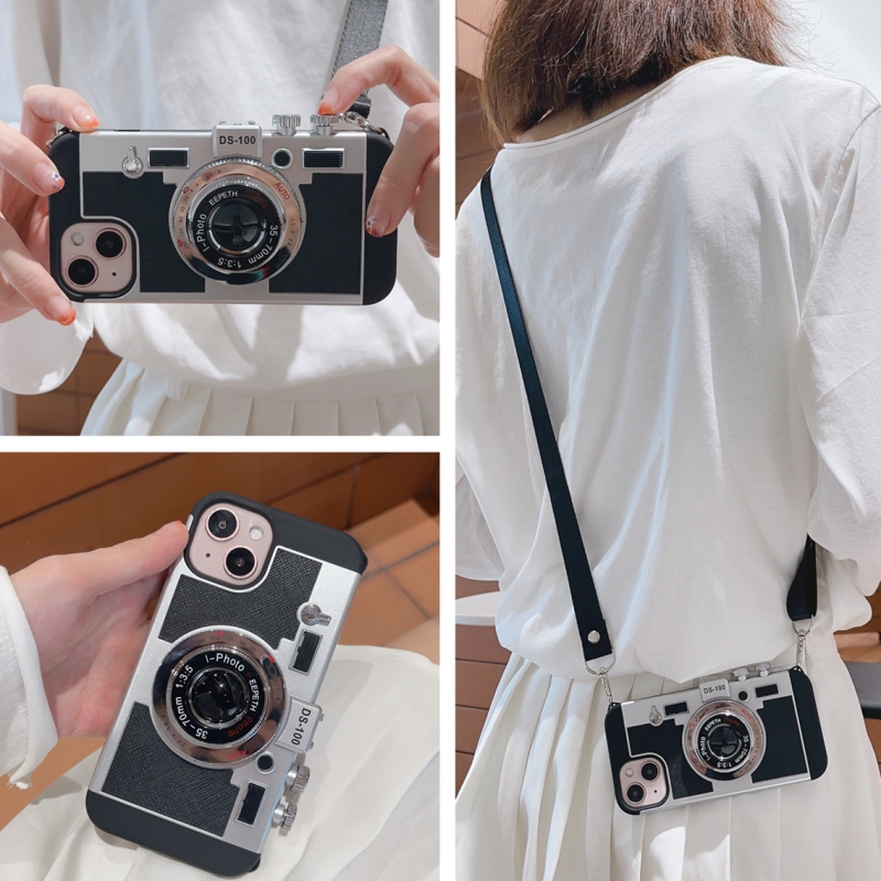 Camera iPhone 17 Pro Max Phone Case 12 with Neck Strap Crossbody Suitable for Apple 16 Phone Case 17 Pro Trendy for Women 13 with Strap Lanyard 15 Pro Max Silicone 11 Personalized 14 Pro Creative