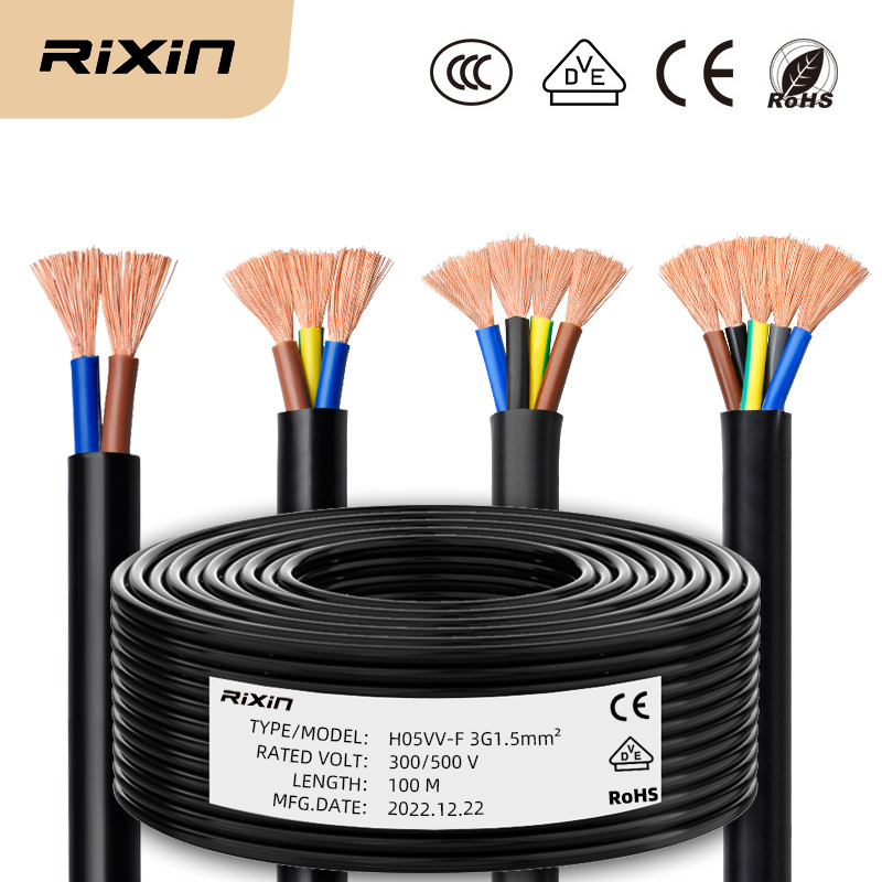 Pure Copper Vde Certified Ce European Standard Power Cord H05Vv-F Flexible Cable 2 3 4 Core 0.75 1.0 2.5 6 Square 4 Pure Copper Vde Certified Ce European Standard Power Cord H05Vv-F Flexible Cable 2 3 4 Core 0.75 1.0 2.5 6 Square 4
