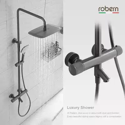 robern gun Gray all copper thermostatic shower shower kit hot and cold shower shower nozzle bathtub faucet